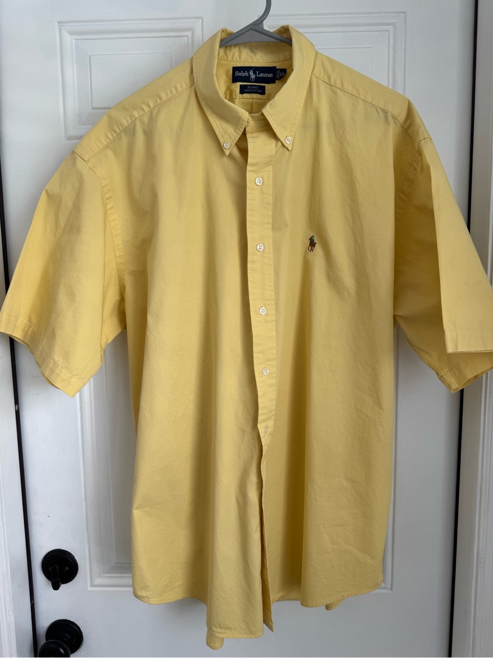 Ralph Lauren Pale Yellow Short-Sleeve Button-Down Shirt